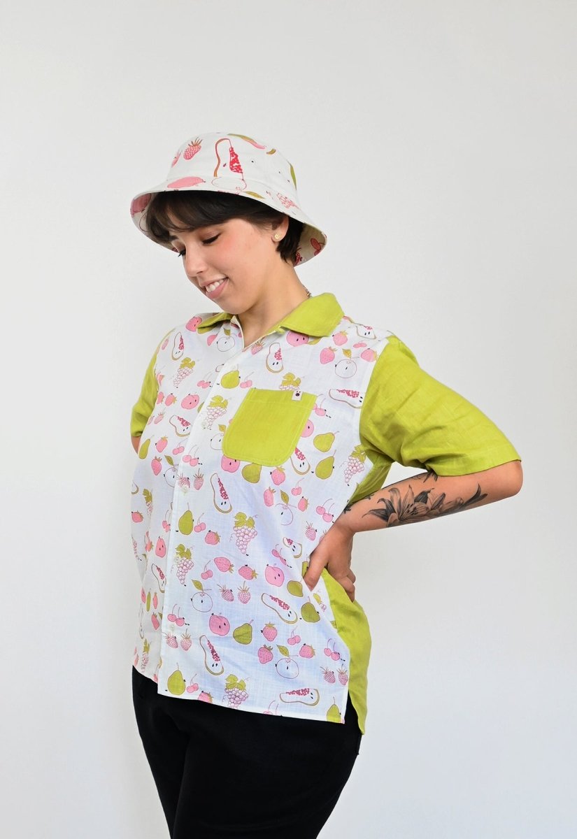 "All Over Fruit" Shirt - Chartreuse Linen