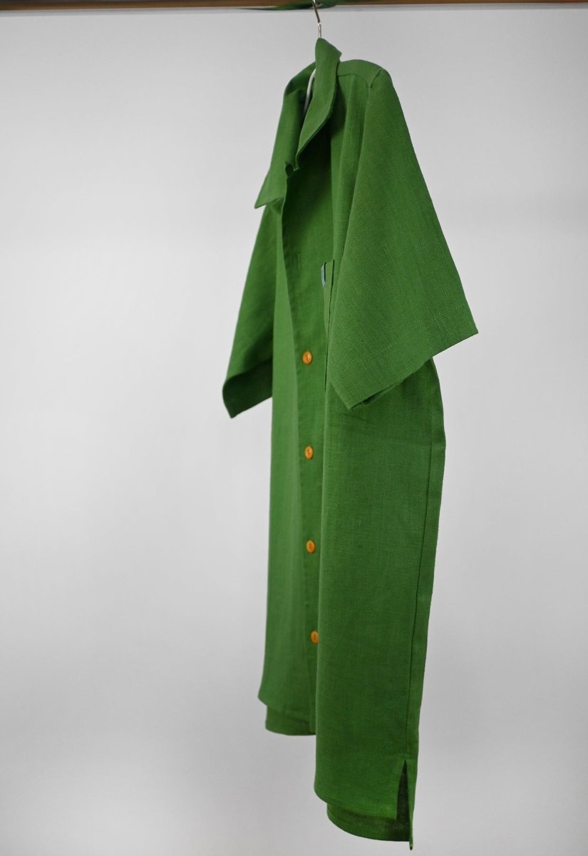 "Tutti Frutti" Linen Shirt - Plantain Green